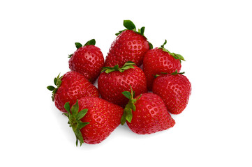 fresh red ripe strawberries stacked side by side in a group