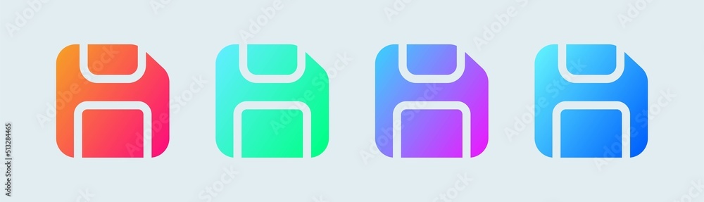 Poster disk solid icon in gradient colors. floppy disk vector sign for storage.