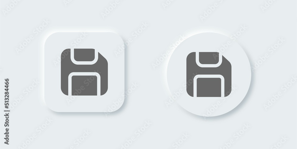 Poster disk solid icon in neomorphic design style. floppy disk vector sign for storage.