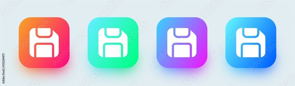 Poster disk solid icon in square gradient colors. floppy disk vector sign for storage.