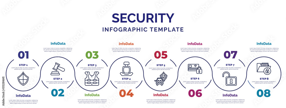 Poster infographic template with icons and 8 options or steps. infographic for security concept. included c