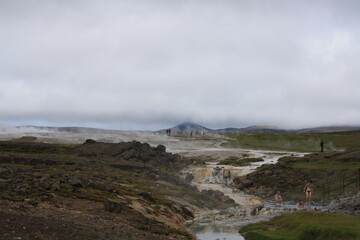 Naklejka na ściany i meble Hveravellir, zona geotérmica en mitad de la ruta que atraviesa Islandia.
