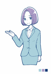 スーツを着た若い女性 案内