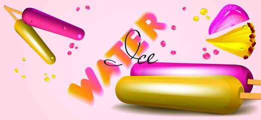 Colorful banner template with fruit ice cream