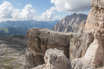 Fototapeta na wymiar Mountain landscape in a sunny day, Dolomites, Italian Alps.