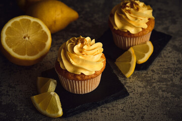 lemon muffins on a dark background