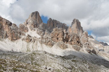 Mountain landscape in a sunny day, Dolomites, Italian Alps.