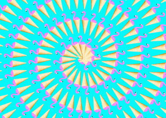 Creative pink flamingo spiral background