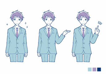 スーツを着た若い男性 案内セット