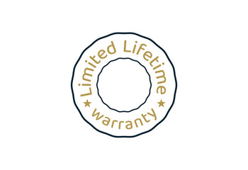 Limited lifetime warranty stamp on white background