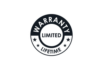 Limited Lifetime Warranty sign on White Background