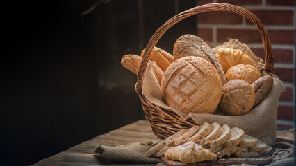Close-up Focus Bread on basket