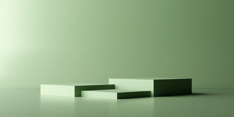 Mint Green Aesthetic Podium, product stand. Blank Exhibition stage or empty product shelf. 3D rendering.