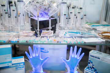 Medical syringe production plant.Casting syringes.