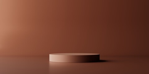 Empty brown aesthetic pedestal for product presentation. 3D rendering.