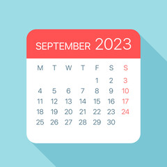 September 2023 Calendar Leaf - Vector Illustration