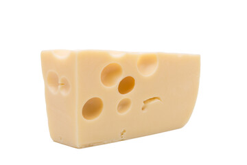 Emmental cheese piece, Swiss cheese.