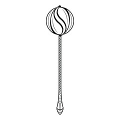 Abstract Black Simple Line Metal Mace Weapon Doodle Outline Element Vector Design Style Sketch Isolated On White Background Illustration For War, Battle