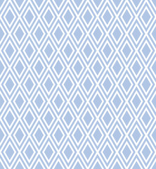 Seamless geometric diamonds pattern. Blue and white texture.