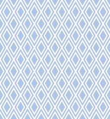 Seamless geometric diamonds pattern. Blue and white texture.