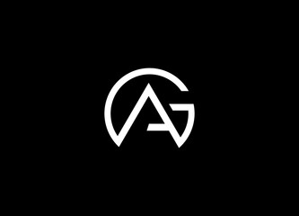 AG GA abstract vector logo monogram template - obrazy, fototapety, plakaty