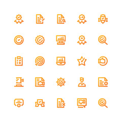 business quality standards and requirements vector icon set pack in gradient style