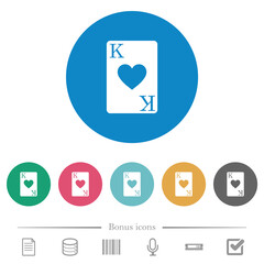 King of hearts card flat round icons