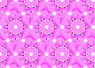 Artistic flamingo and star pattern background