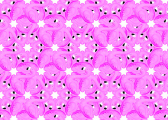 Artistic flamingo and star pattern background