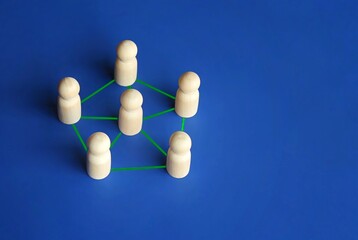 Obraz premium Connected group of people. Communication, exchange of information, networking and teamwork concept