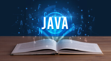 Technology abbreviation coming out from an open book