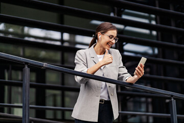 A businesswoman on a break having a video call