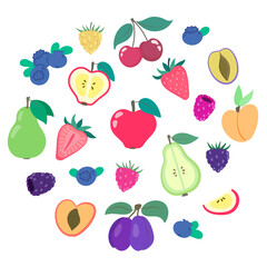 set of fruits and berries