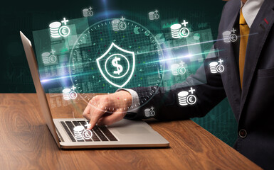 business hand working in stock market