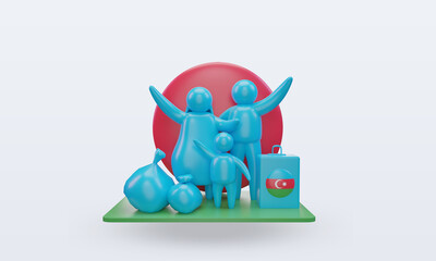 Naklejka premium 3d world refugee day Azerbaijan flag rendering front view