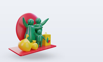 3d world refugee day Benin flag rendering left view