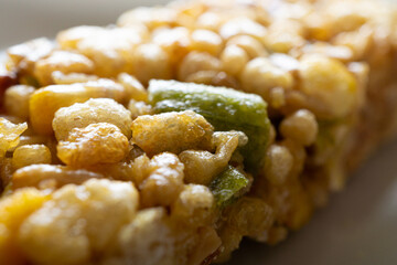 A nutritious snack grain bar that looks delicious