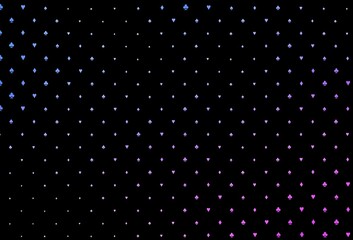 Dark pink, blue vector background with cards signs.