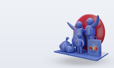 Naklejka premium 3d world refugee day Eswatini flag rendering right view