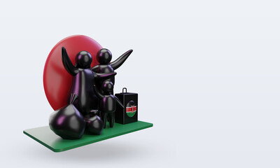 3d world refugee day Kenya flag rendering left view