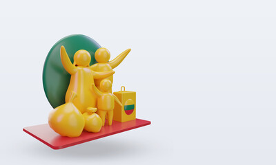 3d world refugee day Lithuania flag rendering left view
