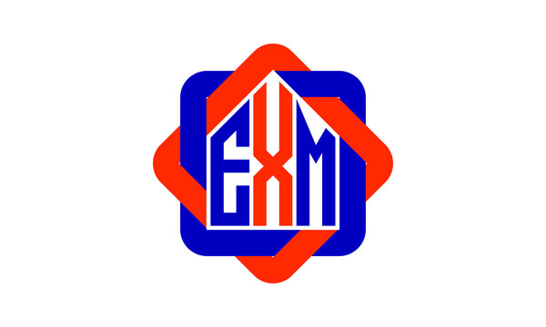 EXM three letter real estate logo with home icon logo design vector template | construction logo | housing logo | engineering logo | initial letter logo | minimalist logo | property logo |