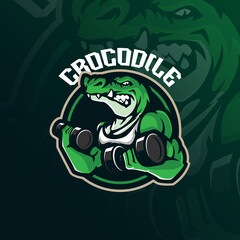 Crocodile mascot logo design vector with modern illustration concept style for badge, emblem and t shirt printing. Angry crocodile illustration.