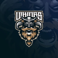 Viking mascot logo design vector with modern illustration concept style for badge, emblem and t shirt printing. Viking head illustration for sport and esport team.