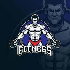 Fitness mascot logo design vector with modern illustration concept style for badge, emblem and t shirt printing. Fitness illustration .