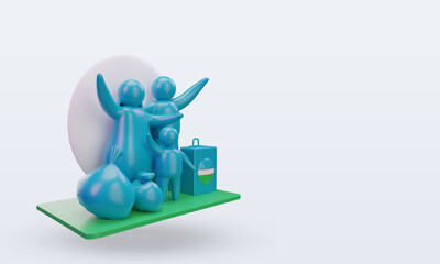 3d world refugee day Uzbekistan flag rendering left view