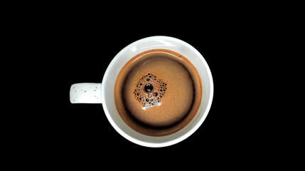Mug of coffee on a black background