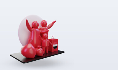 3d world refugee day Yemen flag rendering left view