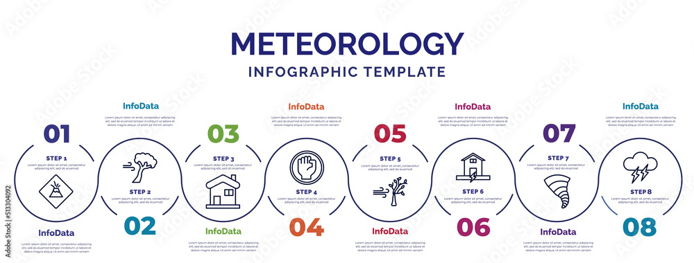 Poster infographic template with icons and 8 options or steps. infographic for meteorology concept. include