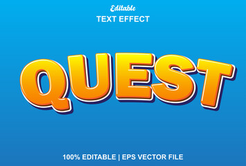quest text effect with orange color for logo, brand and more.